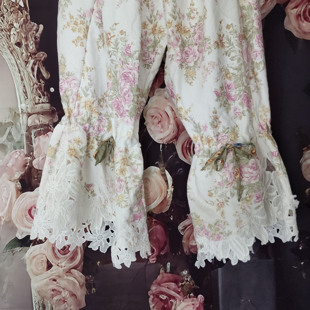 Victorian Shabby Bloomers Ruffle Pants Rose Print Like Boho Print Rose - Picture 14 of 17